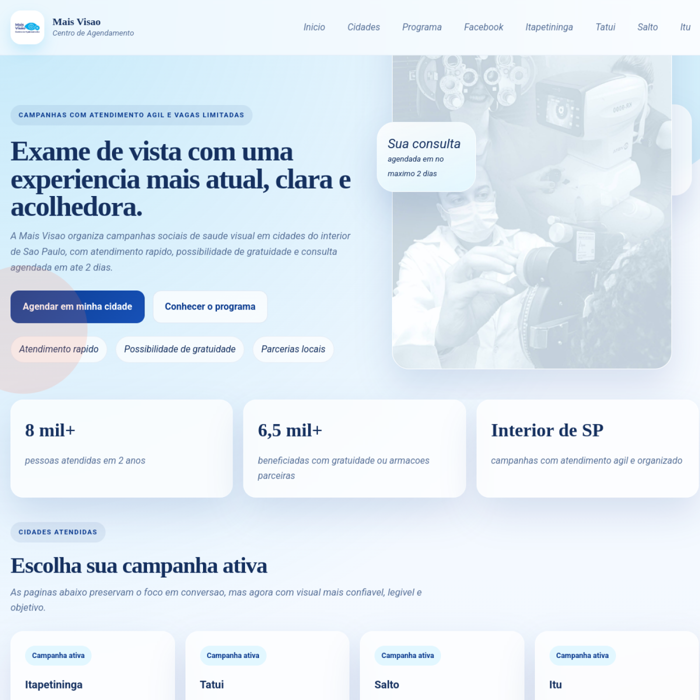 Snapshot do site Central Mais Visão