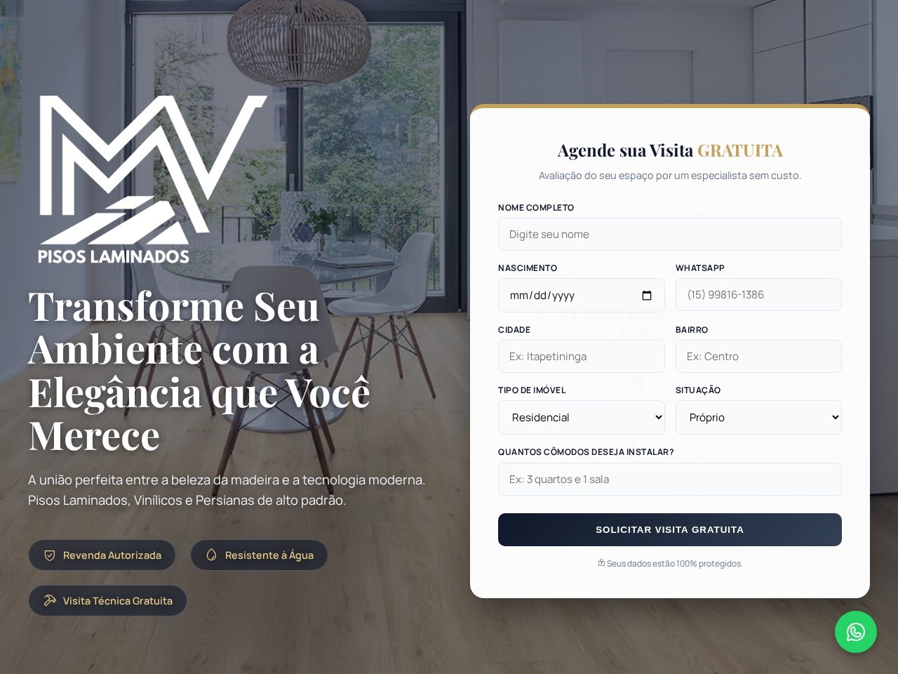 Snapshot do site MVP Pisos Laminados